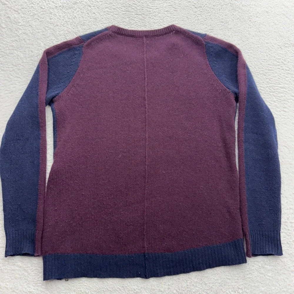 Sea Bleu Cashmere Womens Navy Burgundy Colorblock‎ Side Zip Sweater Size M